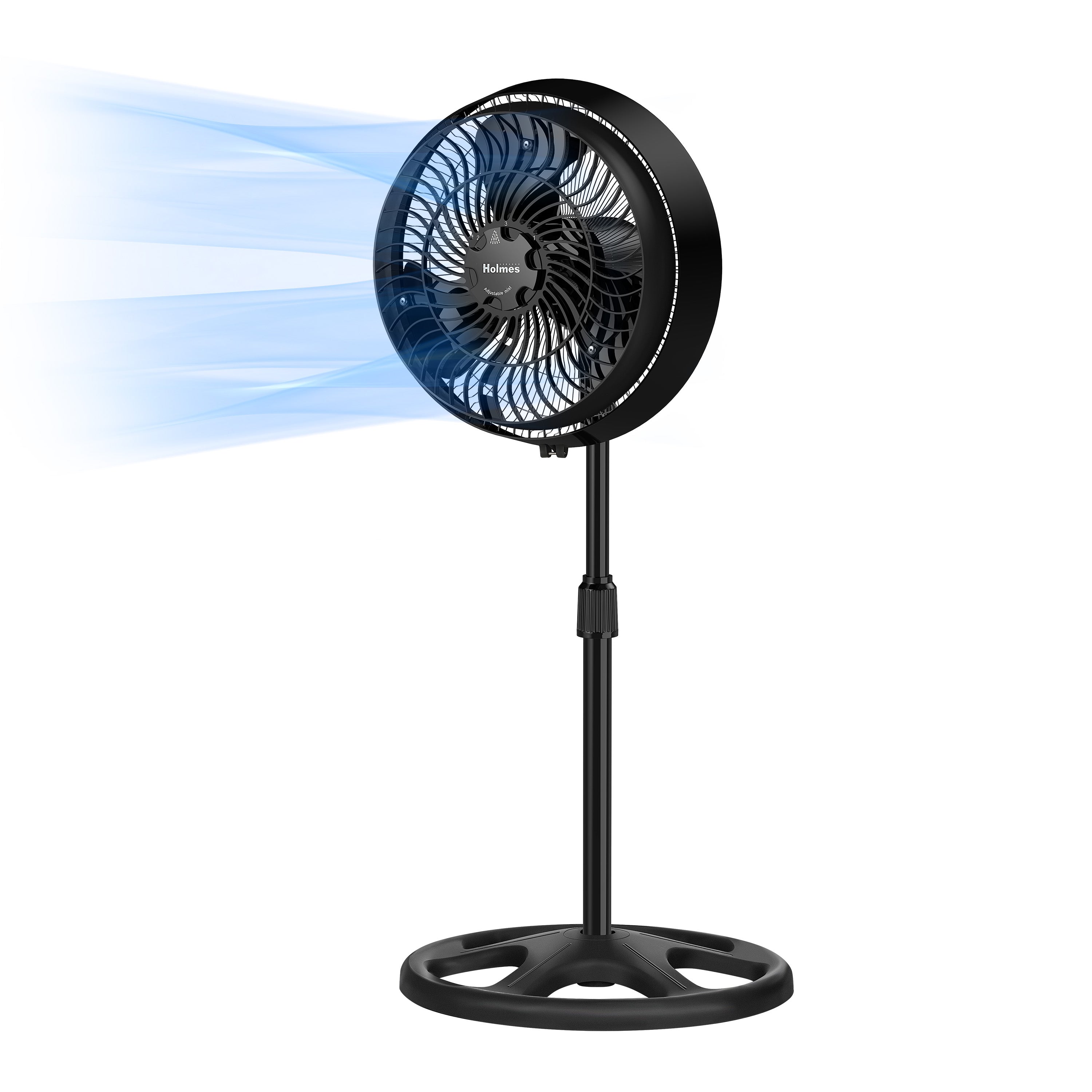 Holmes 16" Outdoor Misting Stand Fan – 3 Speeds, 3 Mist Settings, Adjustable Height & Head Tilt, Hose Connection, Black