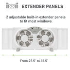 Holmes 9” Twin-Blade Digital Window Fan – 3 Speeds, Reversible Airflow, Remote Control, Expandable Panels, 12.6” High, White