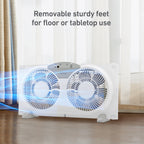 Holmes 9” Twin-Blade Digital Window Fan – 3 Speeds, Reversible Airflow, Remote Control, Expandable Panels, 12.6” High, White