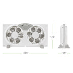 Holmes 9” Twin-Blade Digital Window Fan – 3 Speeds, Reversible Airflow, Remote Control, Expandable Panels, 12.6” High, White