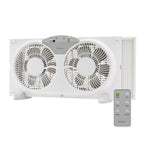 Holmes 9” Twin-Blade Digital Window Fan – 3 Speeds, Reversible Airflow, Remote Control, Expandable Panels, 12.6” High, White