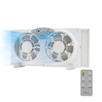 Holmes 9” Twin-Blade Digital Window Fan – 3 Speeds, Reversible Airflow, Remote Control, Expandable Panels, 12.6” High, White
