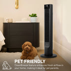 Holmes 36" Digital CleanBreeze Tower Fan with Remote 6 Speeds 75° Oscillation Black