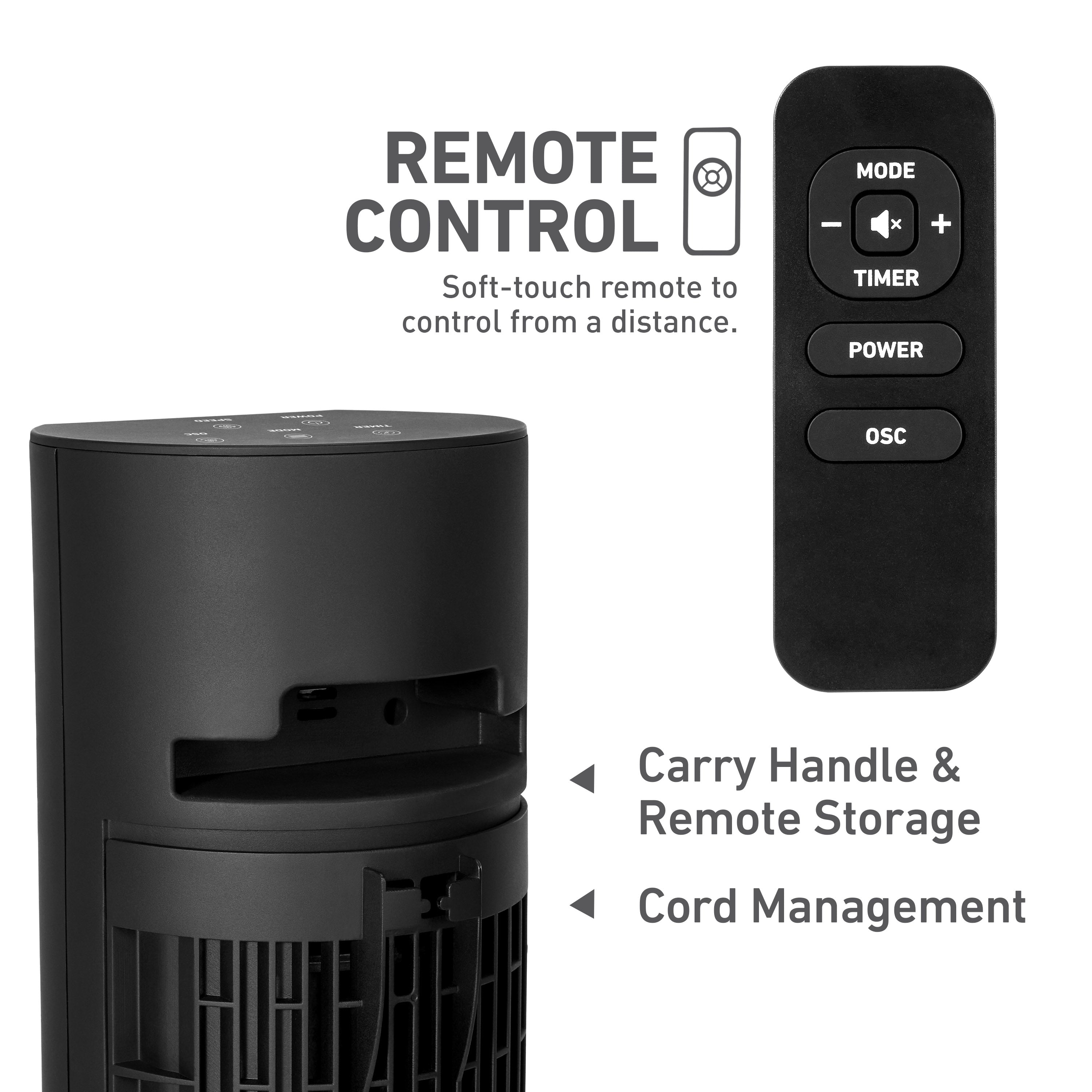 Holmes 36" Digital CleanBreeze Tower Fan with Remote 6 Speeds 75° Oscillation Black