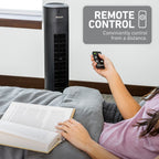 Holmes 36" SmartConnect Wi-Fi Tower Fan, 3 Speeds, Voice Control, Remote, Auto Timer, Black