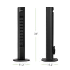 Holmes 36" SmartConnect Wi-Fi Tower Fan, 3 Speeds, Voice Control, Remote, Auto Timer, Black
