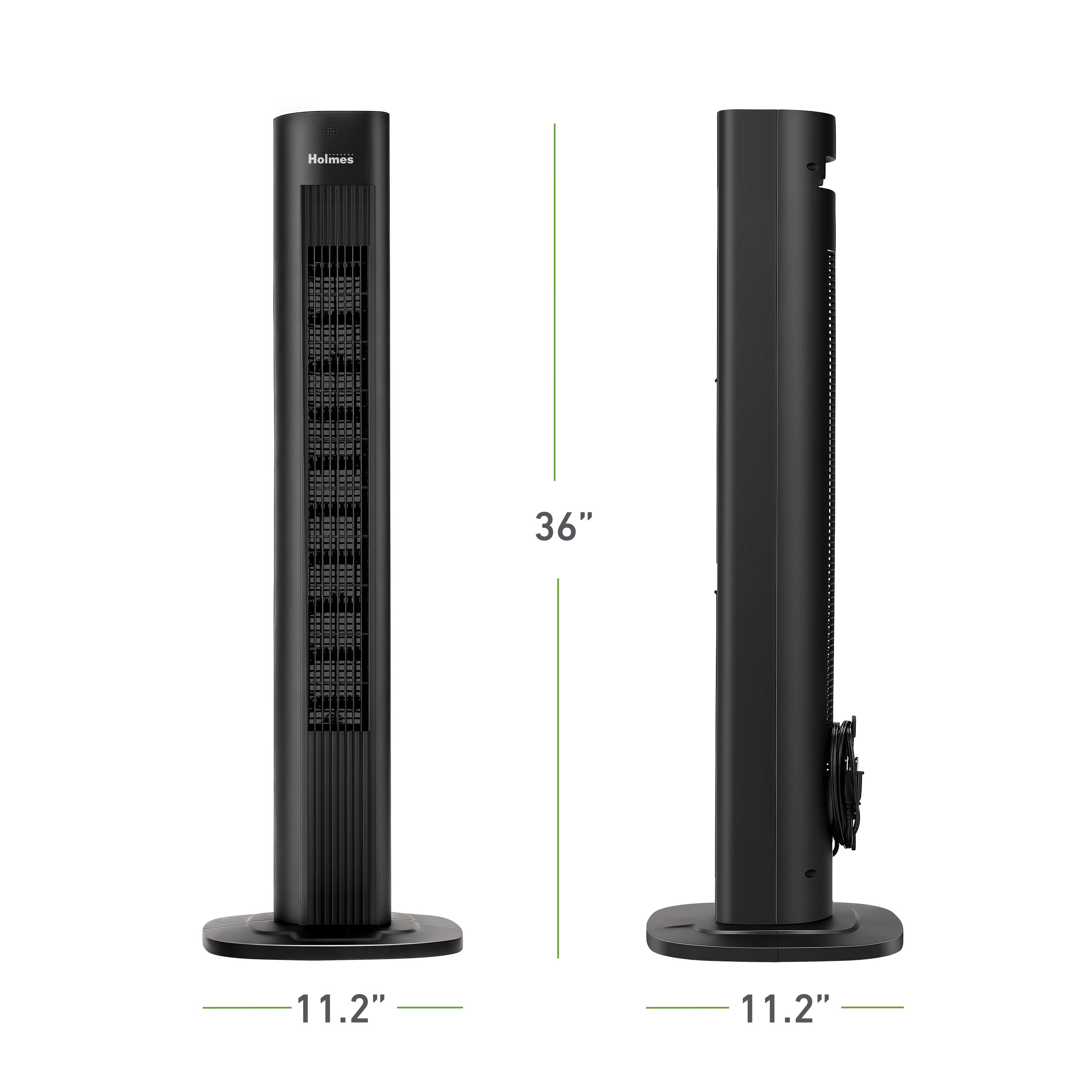 Holmes 36" SmartConnect Wi-Fi Tower Fan, 3 Speeds, Voice Control, Remote, Auto Timer, Black