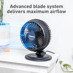 Holmes Blizzard 7" Table Fan, 2 Speeds, 3 Blades, 85° Oscillation, 20° Adjustable Head, Home, Bedroom and Office, Charcoal Matte