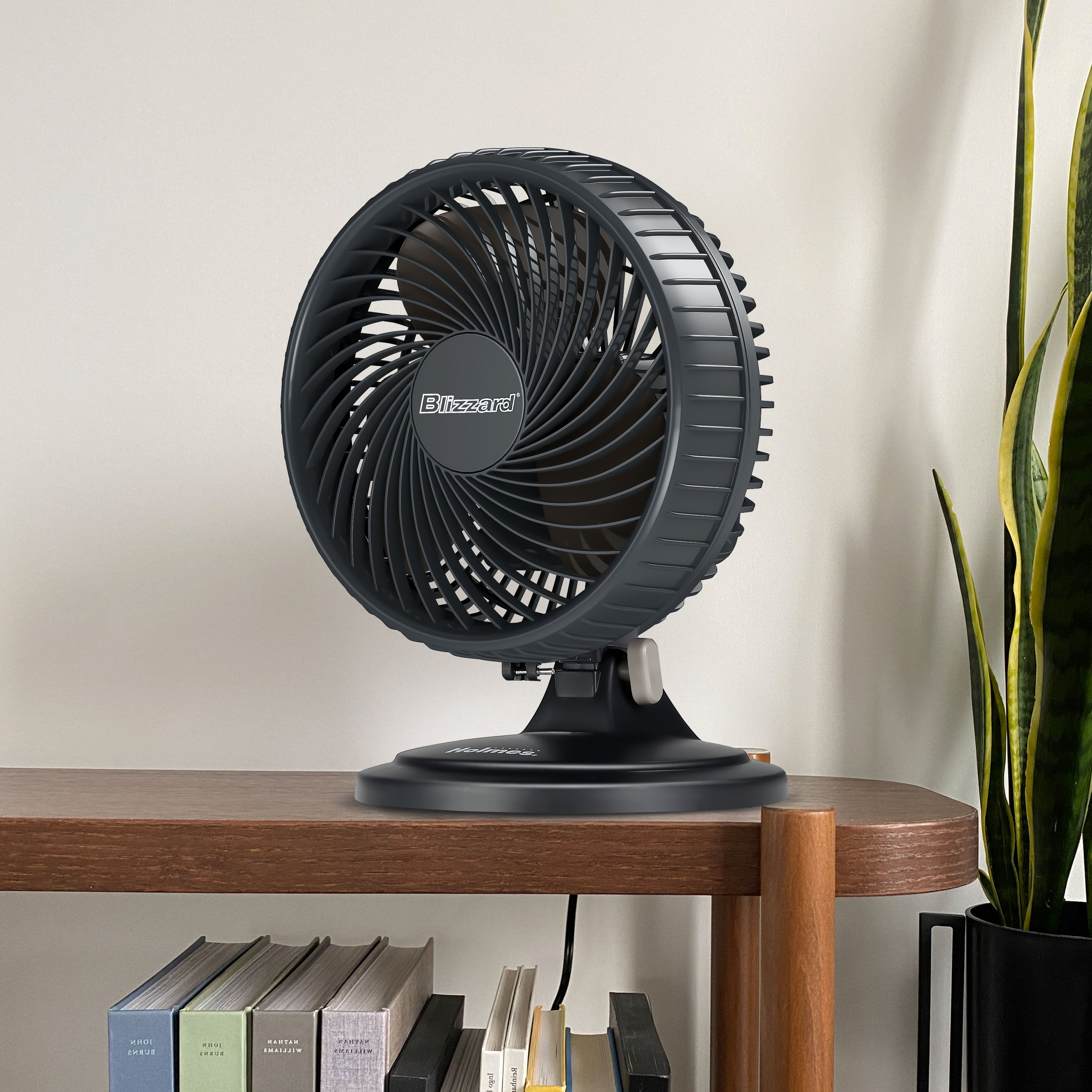 Holmes Blizzard 7" Table Fan, 2 Speeds, 3 Blades, 85° Oscillation, 20° Adjustable Head, Home, Bedroom and Office, Charcoal Matte