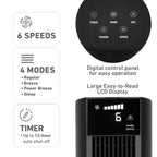 Holmes 36" Digital CleanBreeze Tower Fan with Remote 6 Speeds 75° Oscillation Black