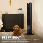 Holmes 36" Digital CleanBreeze Tower Fan with Remote 6 Speeds 75° Oscillation Black