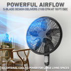 Holmes 18 Inch Oscillating Stand Fan 3 Speed Powerful Airflow Adjustable Height 30 Degree Tilt Wide Angle
