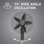 Holmes 18 Inch Oscillating Stand Fan 3 Speed Powerful Airflow Adjustable Height 30 Degree Tilt Wide Angle