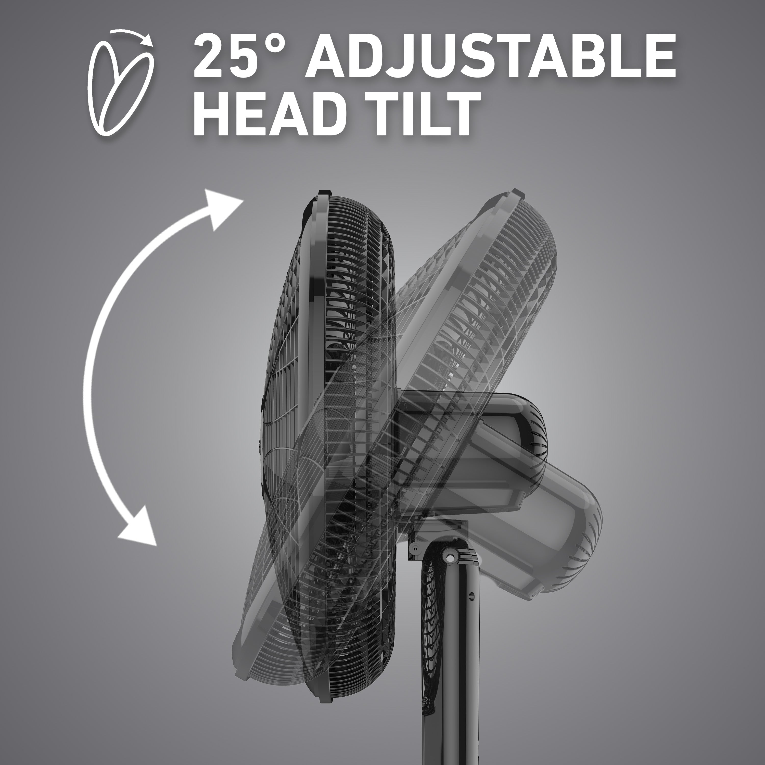 Holmes 18 Inch Oscillating Stand Fan 3 Speed Powerful Airflow Adjustable Height 30 Degree Tilt Wide Angle
