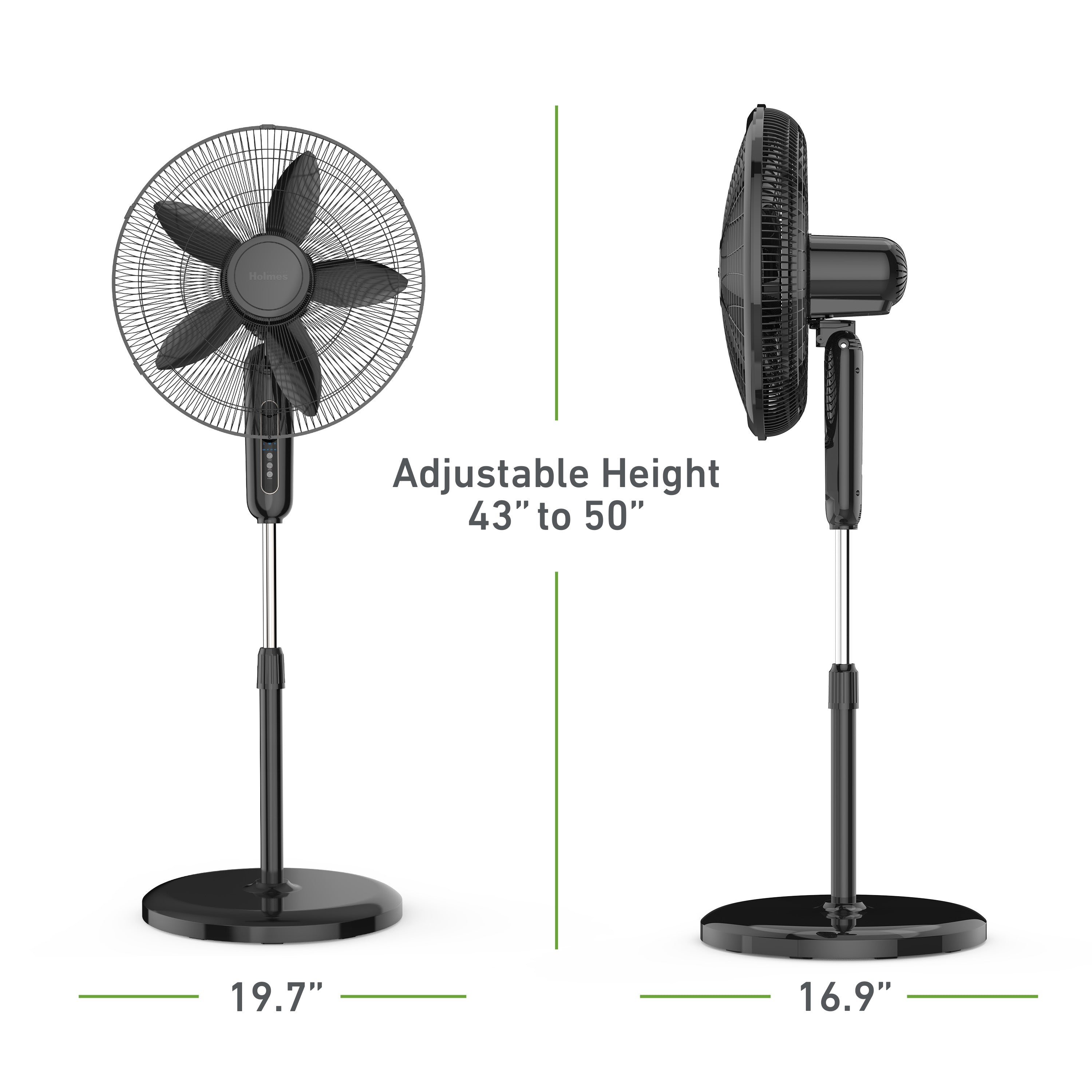 Holmes 18” Digital Stand Fan – 3-Speed, Adjustable Head Tilt, 75° Oscillation, 7.5-Hour Timer, Remote Control