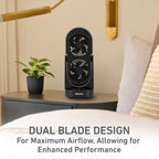 Holmes DuoBreeze 13” Desk Fan – with CleanBreeze, Adjustable Tilt, 3 Speeds, 8-Hour Timer, Black