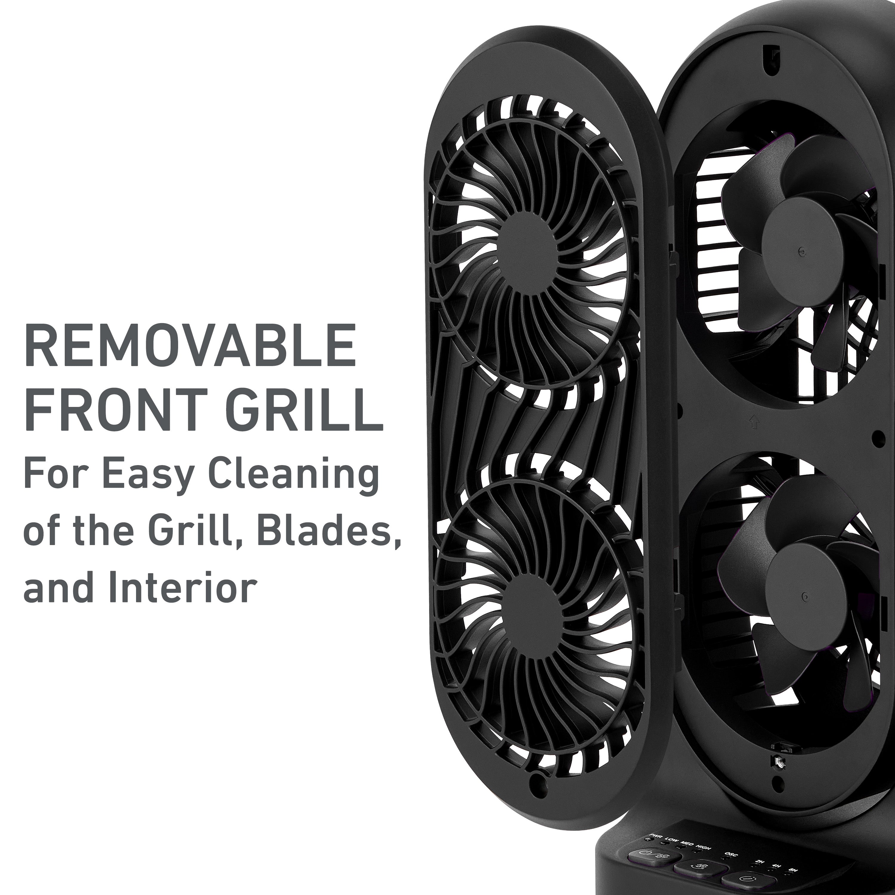 Holmes DuoBreeze 13” Desk Fan – with CleanBreeze, Adjustable Tilt, 3 Speeds, 8-Hour Timer, Black