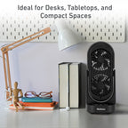 Holmes DuoBreeze 13” Desk Fan – with CleanBreeze, Adjustable Tilt, 3 Speeds, 8-Hour Timer, Black