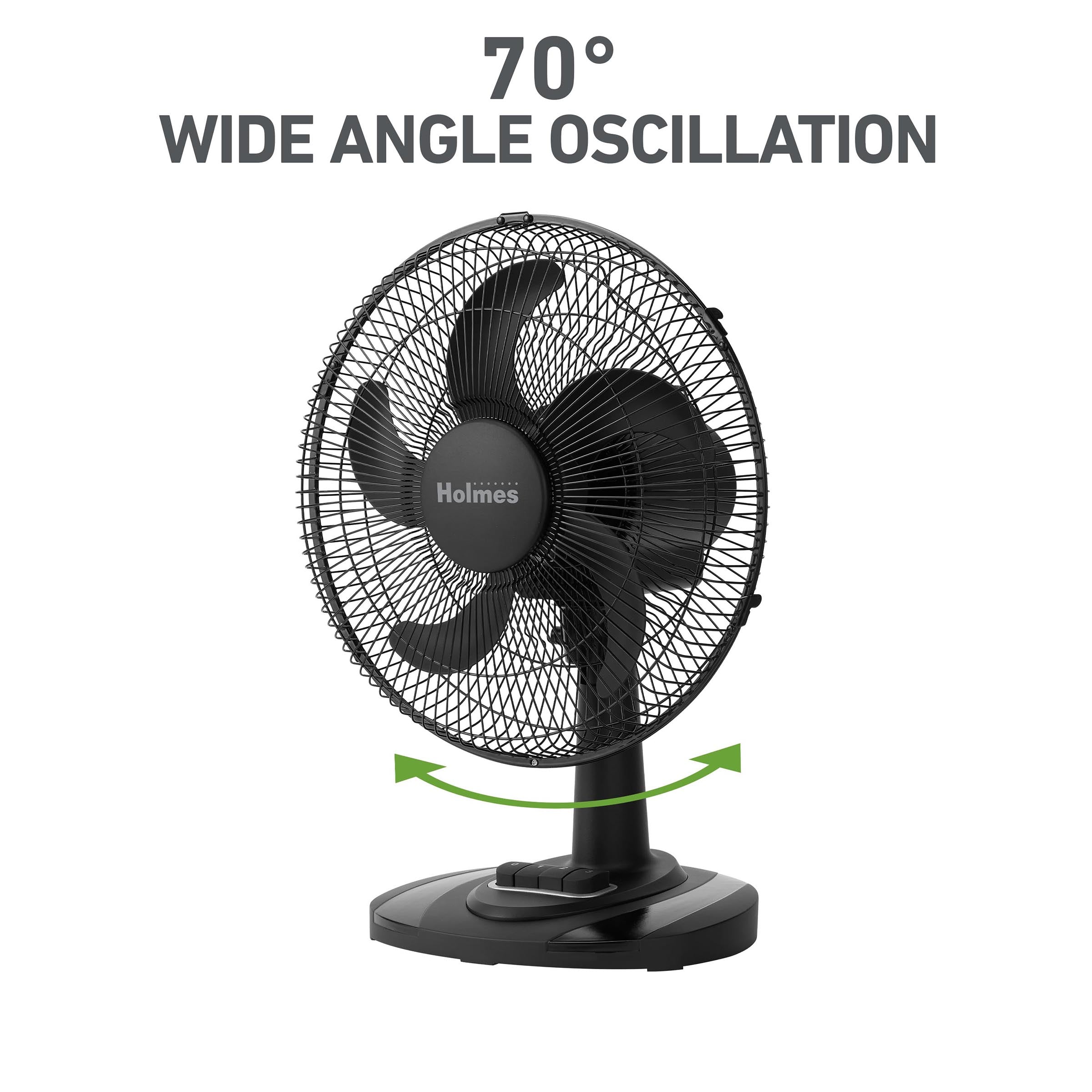 Holmes 12" TableBreeze Oscillating Table Fan 3 Speeds Black
