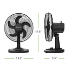 Holmes 12" TableBreeze Oscillating Table Fan 3 Speeds Black