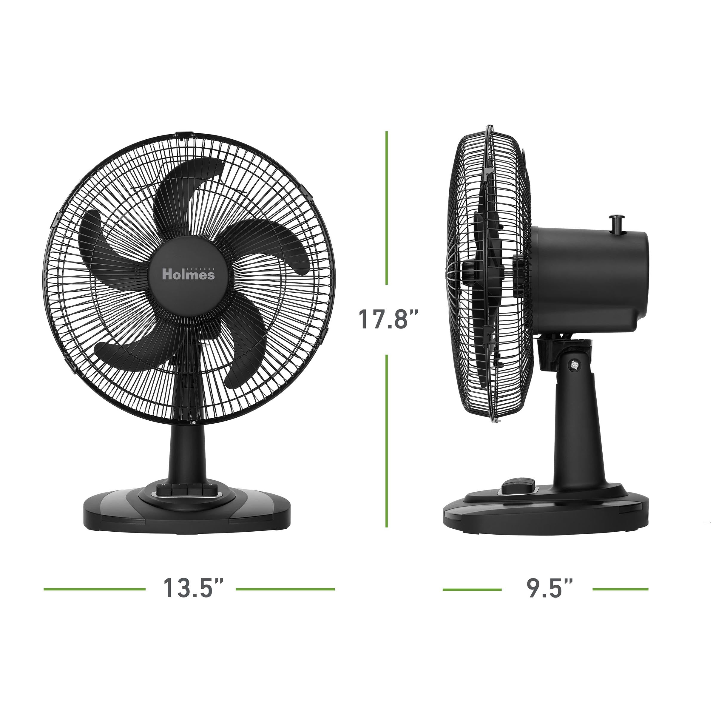 Holmes 12" TableBreeze Oscillating Table Fan 3 Speeds Black