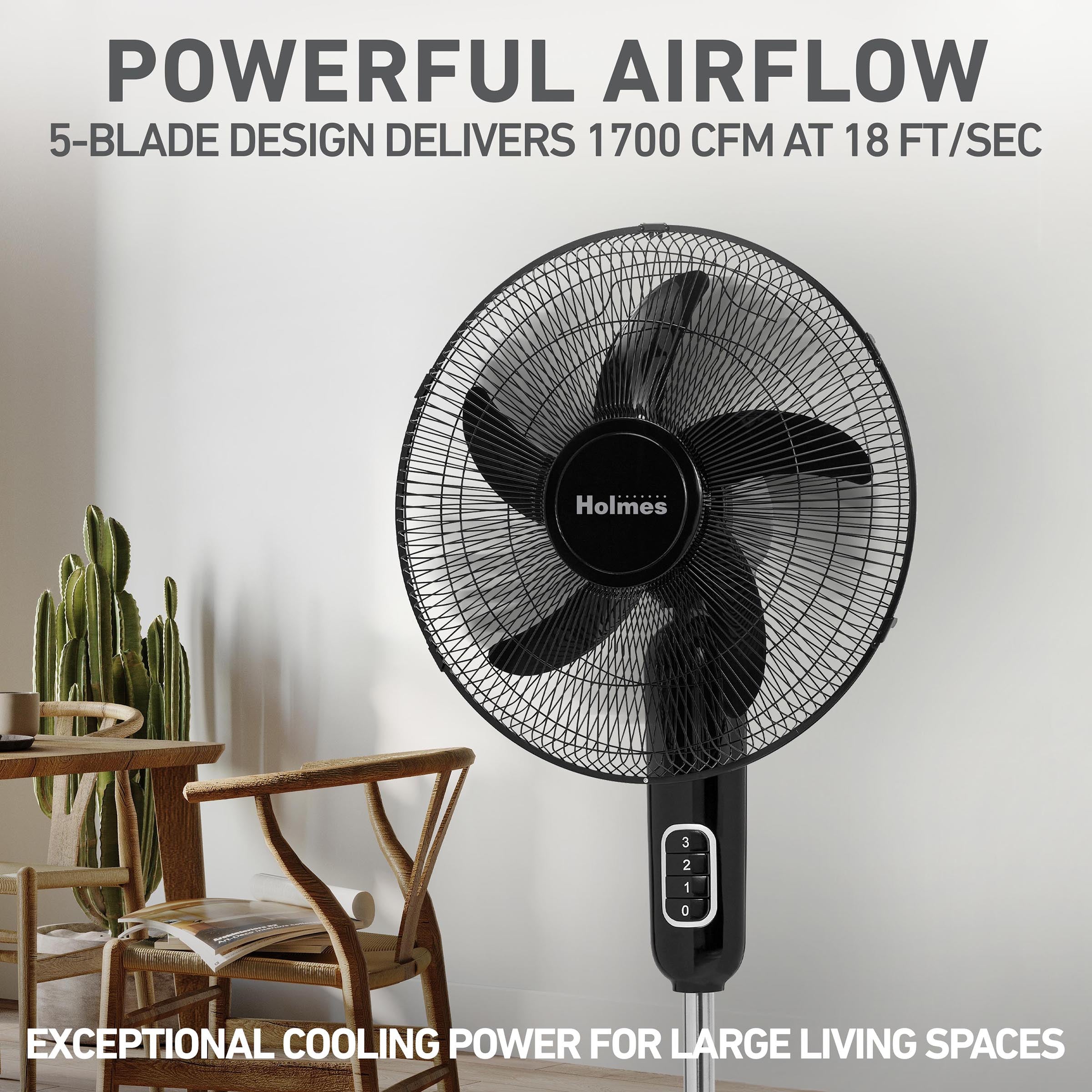 Holmes 16” BladeBreeze Manual Stand Fan Oscillation Tilt