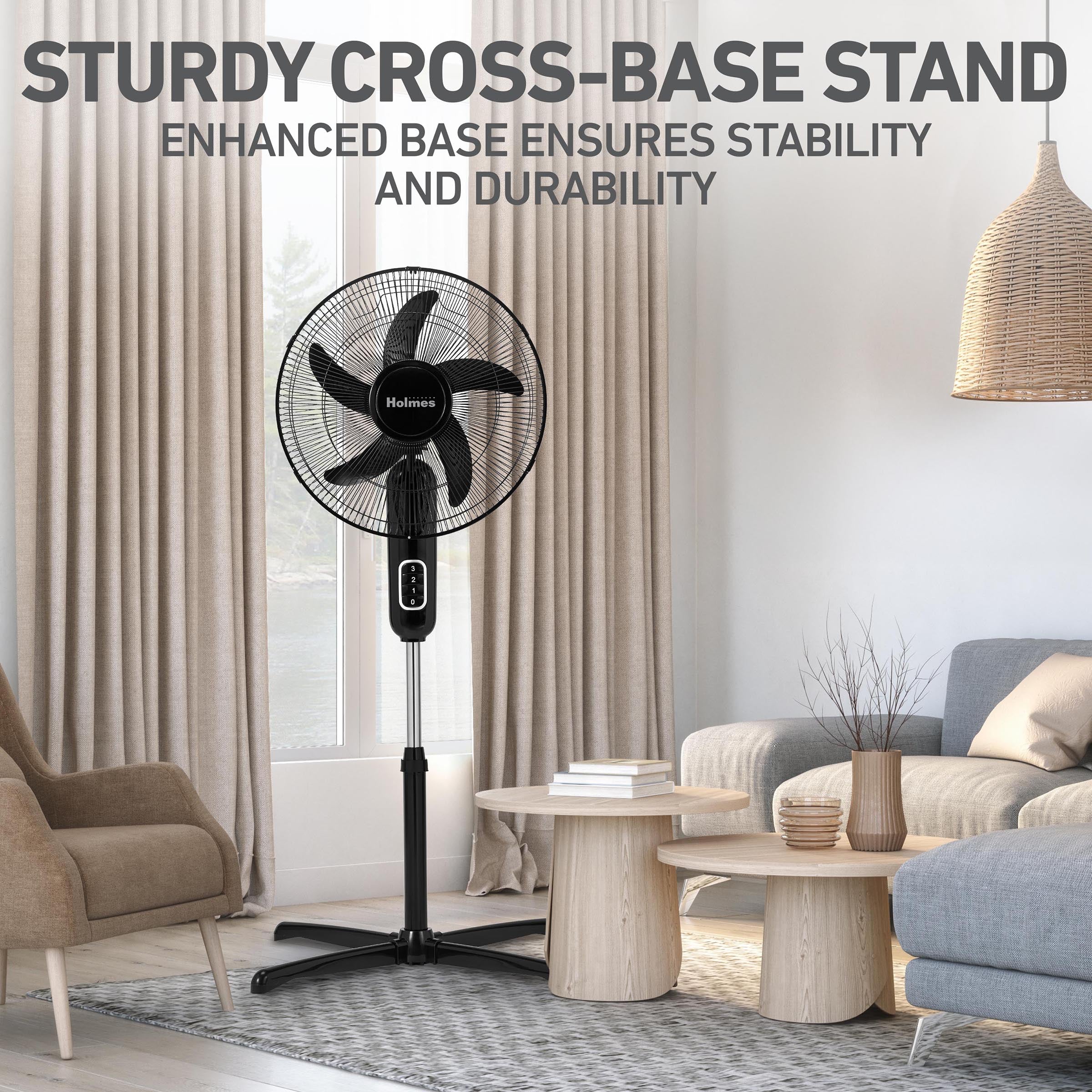 Holmes 16” BladeBreeze Manual Stand Fan Oscillation Tilt