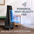 Holmes 30” ExtremeBreeze High Velocity Tower Fan with Programmable Thermostat and 3 Speeds, Black