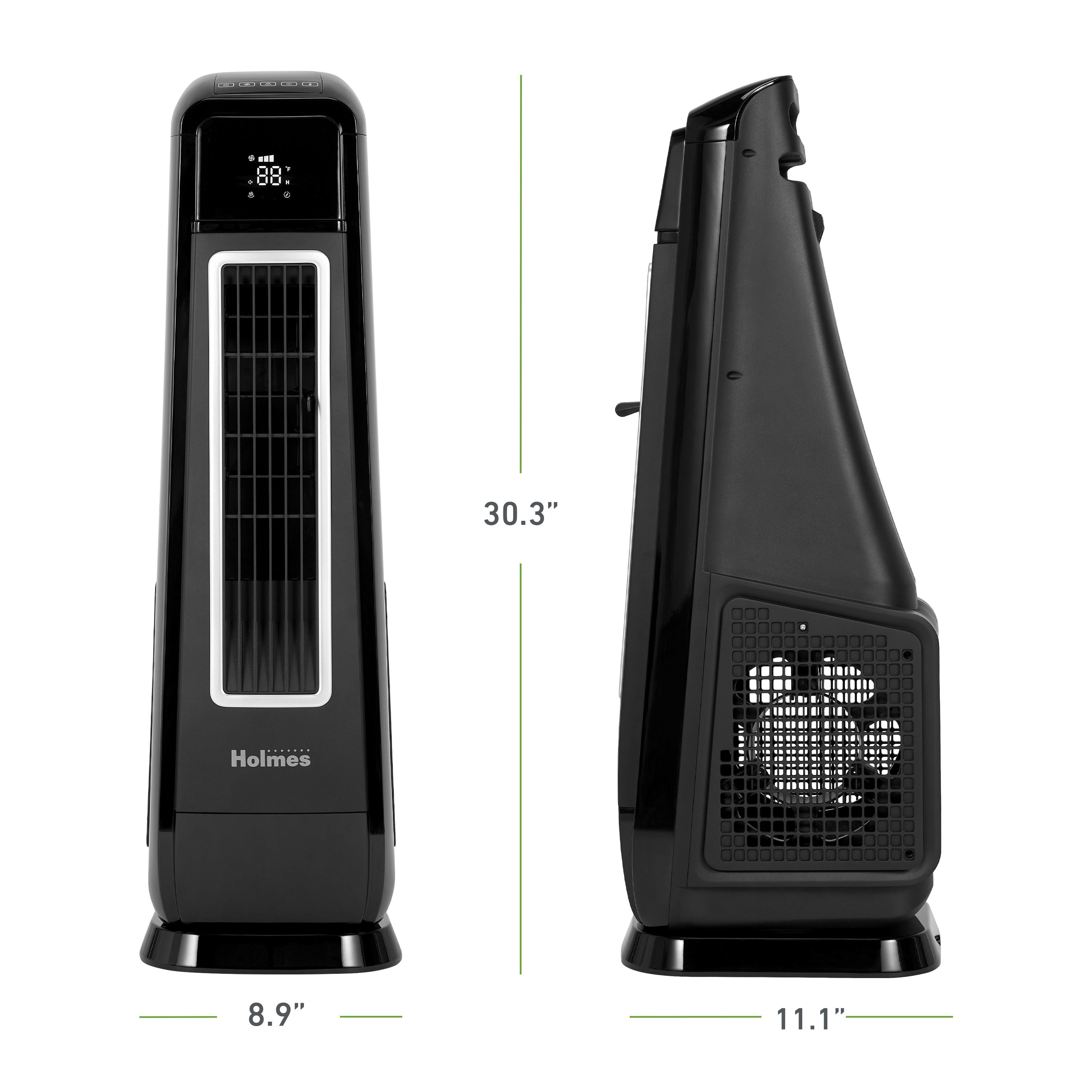 Holmes 30” ExtremeBreeze High Velocity Tower Fan with Programmable Thermostat and 3 Speeds, Black
