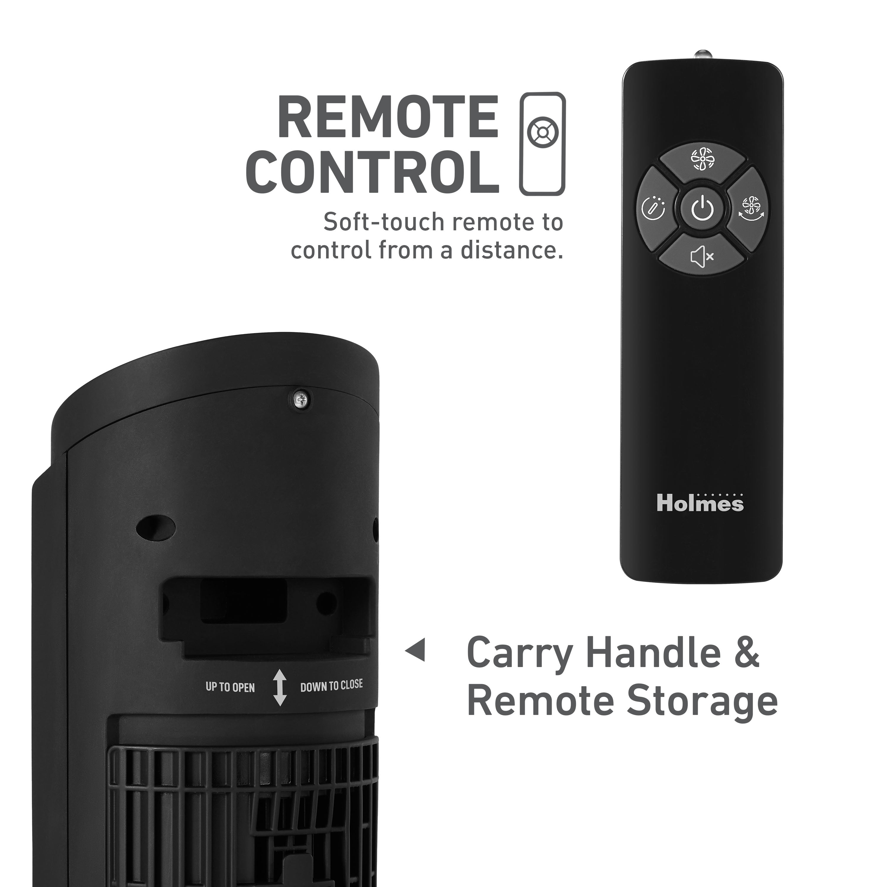 Holmes 37” WhisperForce CleanBreeze Tower Fan Remote Black