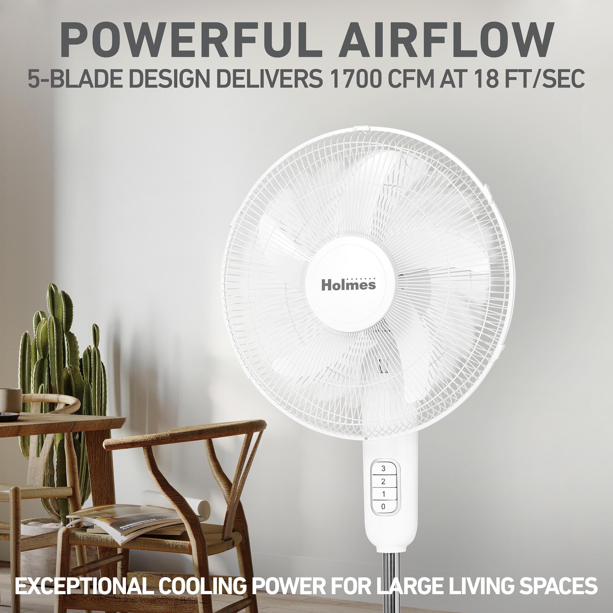 Holmes 16” BladeBreeze Manual Stand Fan Oscillation Tilt