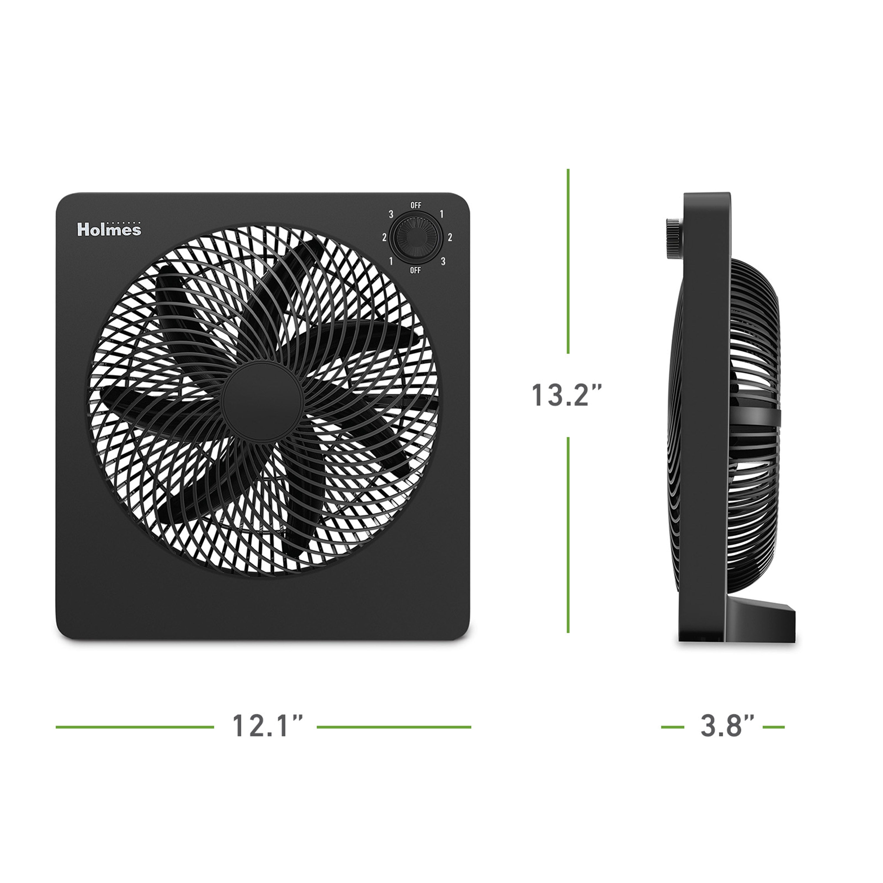 Holmes 10” Rechargeable Personal Fan – 3 Speeds, Portable, 60° Oscillation, 8-Hour Timer, USB Charging