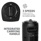 Holmes 29” Manual CleanBreeze Tower Fan 3 Speeds Oscillating Black