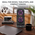 Holmes 13" DuoBreeze Desk Fan, Dual Blade, 3-Speed, Timer, CleanBreeze, Purple/Black