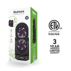 Holmes 13" DuoBreeze Desk Fan, Dual Blade, 3-Speed, Timer, CleanBreeze, Purple/Black