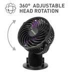 Holmes 4" Rechargeable Clip Fan, 360° Tilt , Strong Airflow, USB, Purple/Black