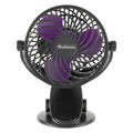 Holmes 4" Rechargeable Clip Fan, 360° Tilt , Strong Airflow, USB, Purple/Black