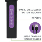 Holmes 4" Rechargeable Handheld Fan, 3-Speed, USB-C, Adjustable Tilt, Purple/Black