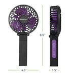 Holmes 4" Rechargeable Handheld Fan, 3-Speed, USB-C, Adjustable Tilt, Purple/Black
