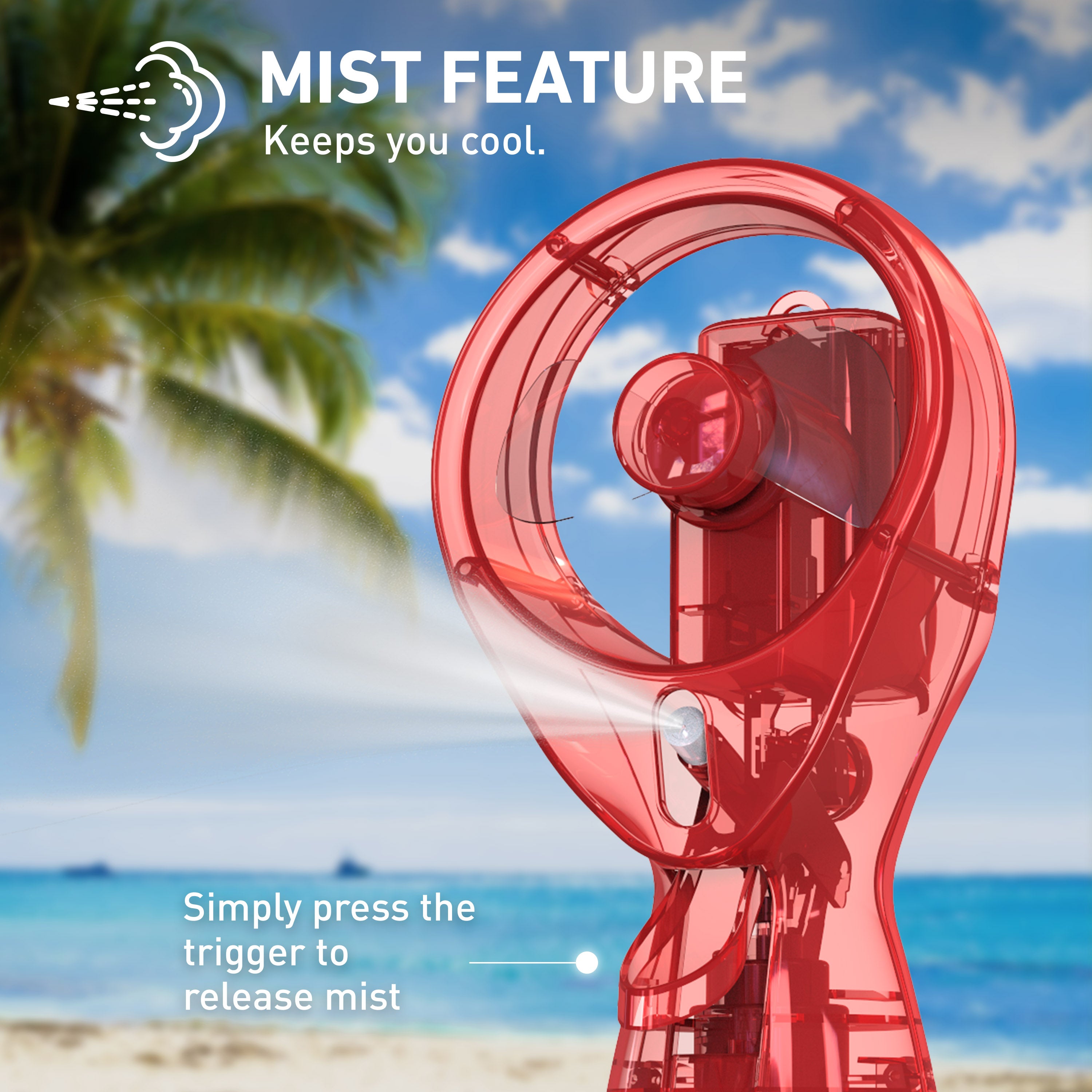 Holmes CoolBreeze Handheld Misting Fan – Fine Mist, 11 oz Capacity, Portable, Lightweight, 1-Speed
