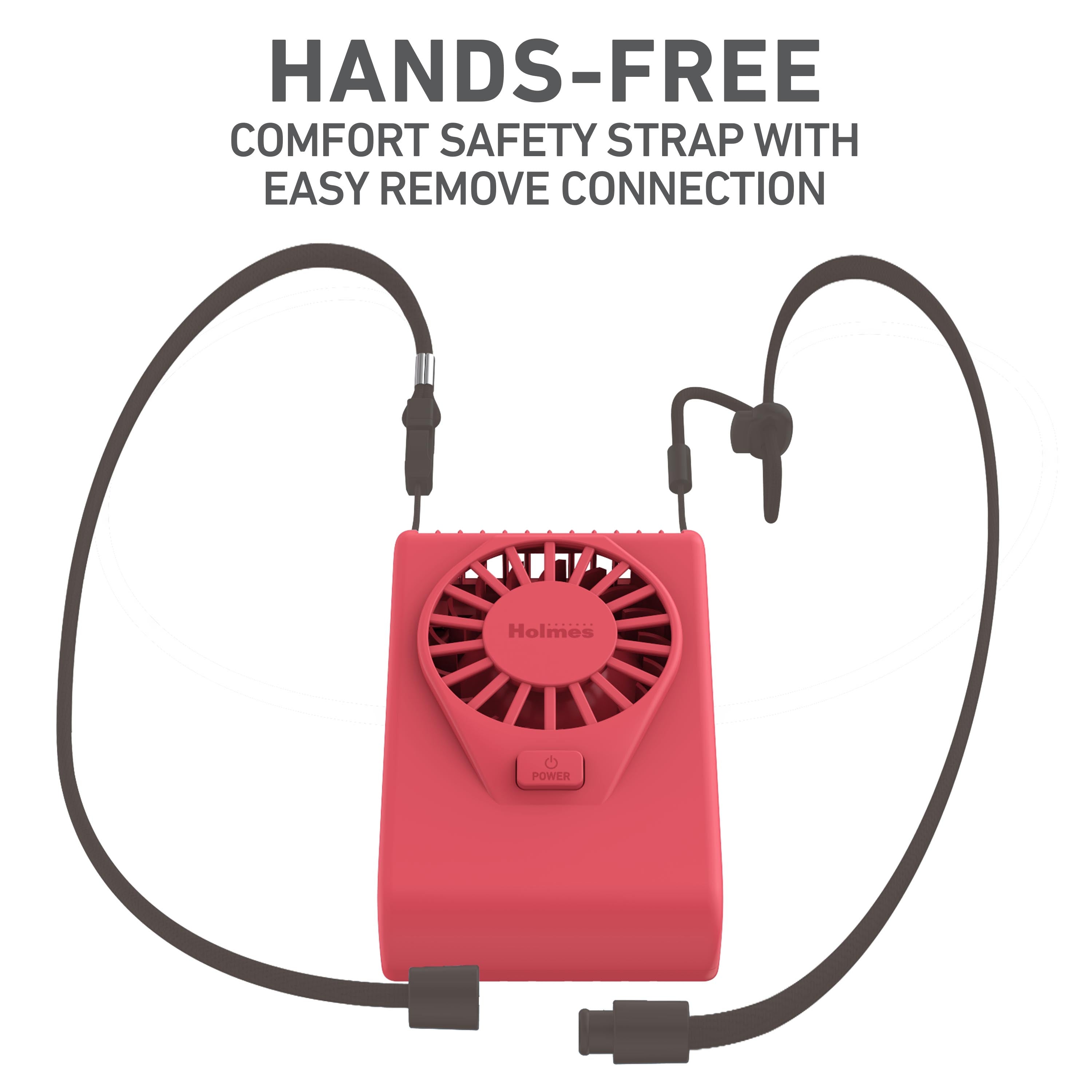 Holmes 4” Necklace Fan – Hands-Free, Battery Powered, Strong Breeze, Compact & Portable