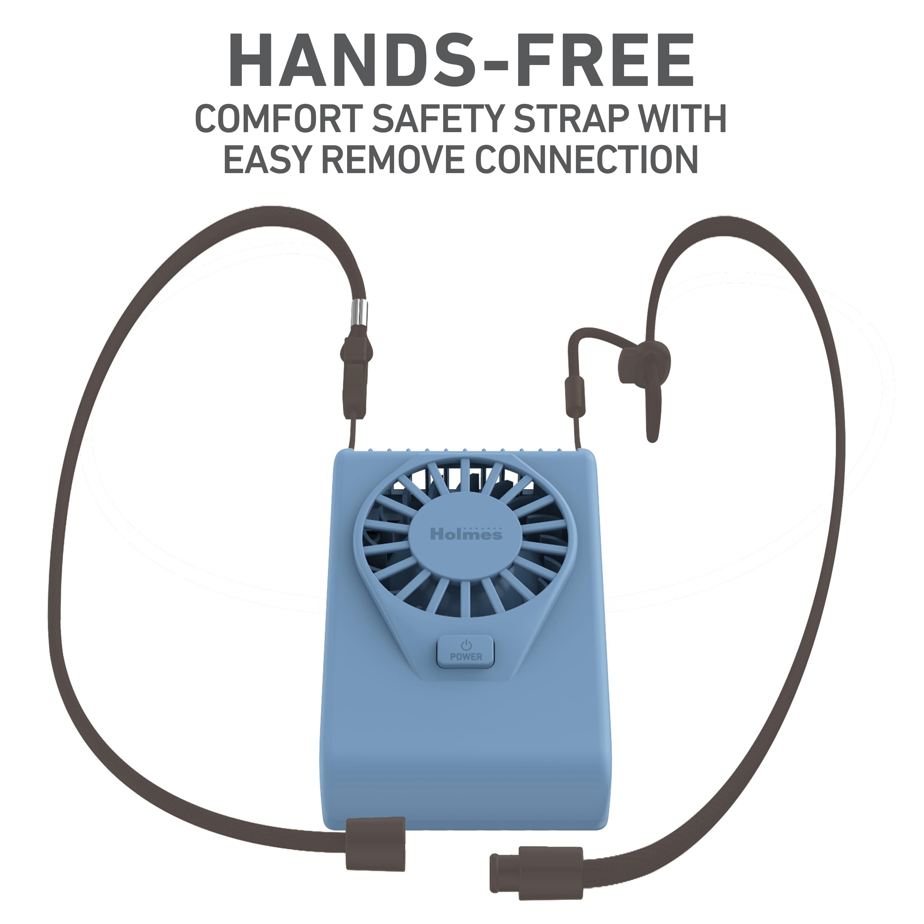 Holmes 4” Necklace Fan – Hands-Free, Battery Powered, Strong Breeze, Compact & Portable