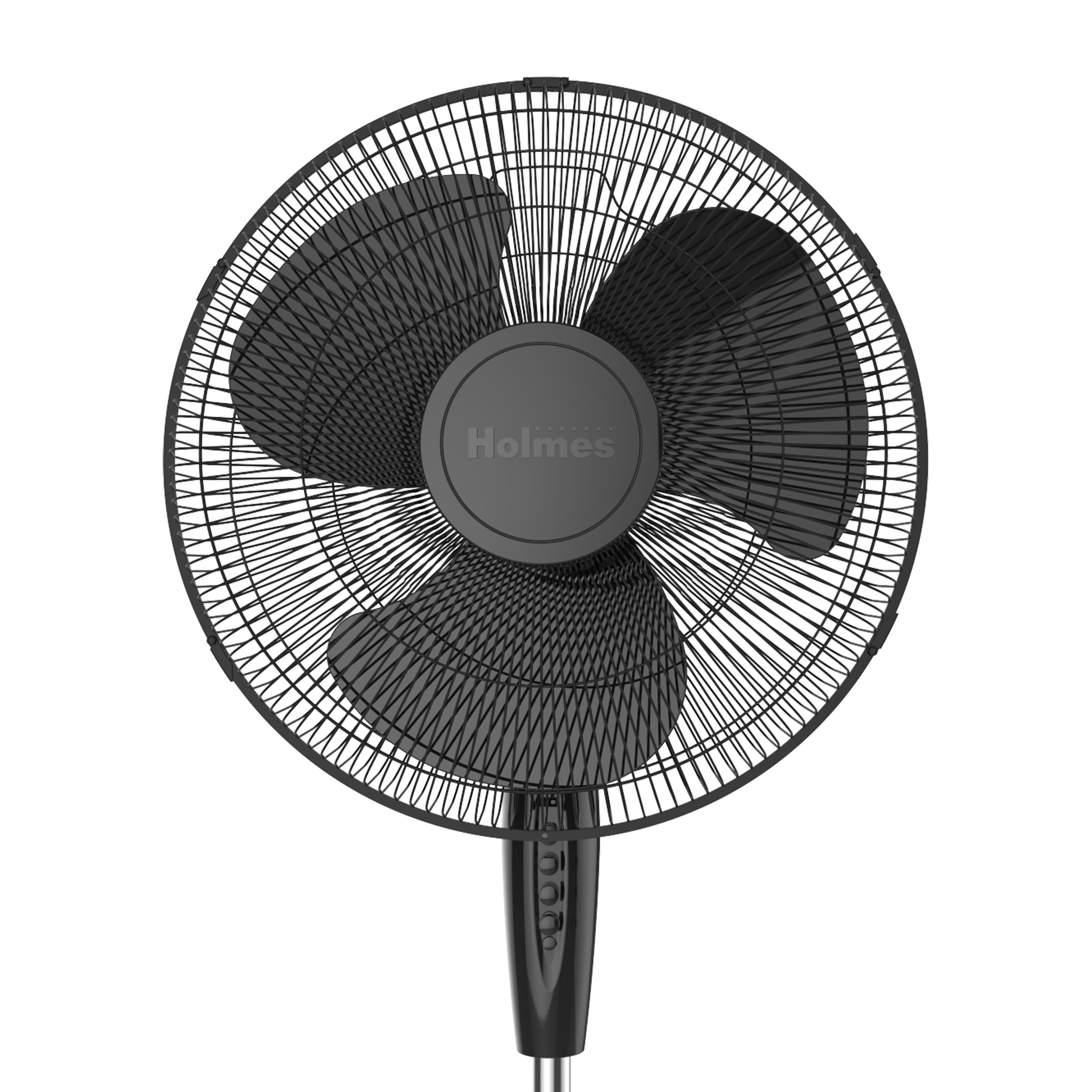 Holmes 16” BladeBreeze Manual Stand Fan with Adjustable Head Tilt, Wide-Angle Oscillation, 5 Blades, Black