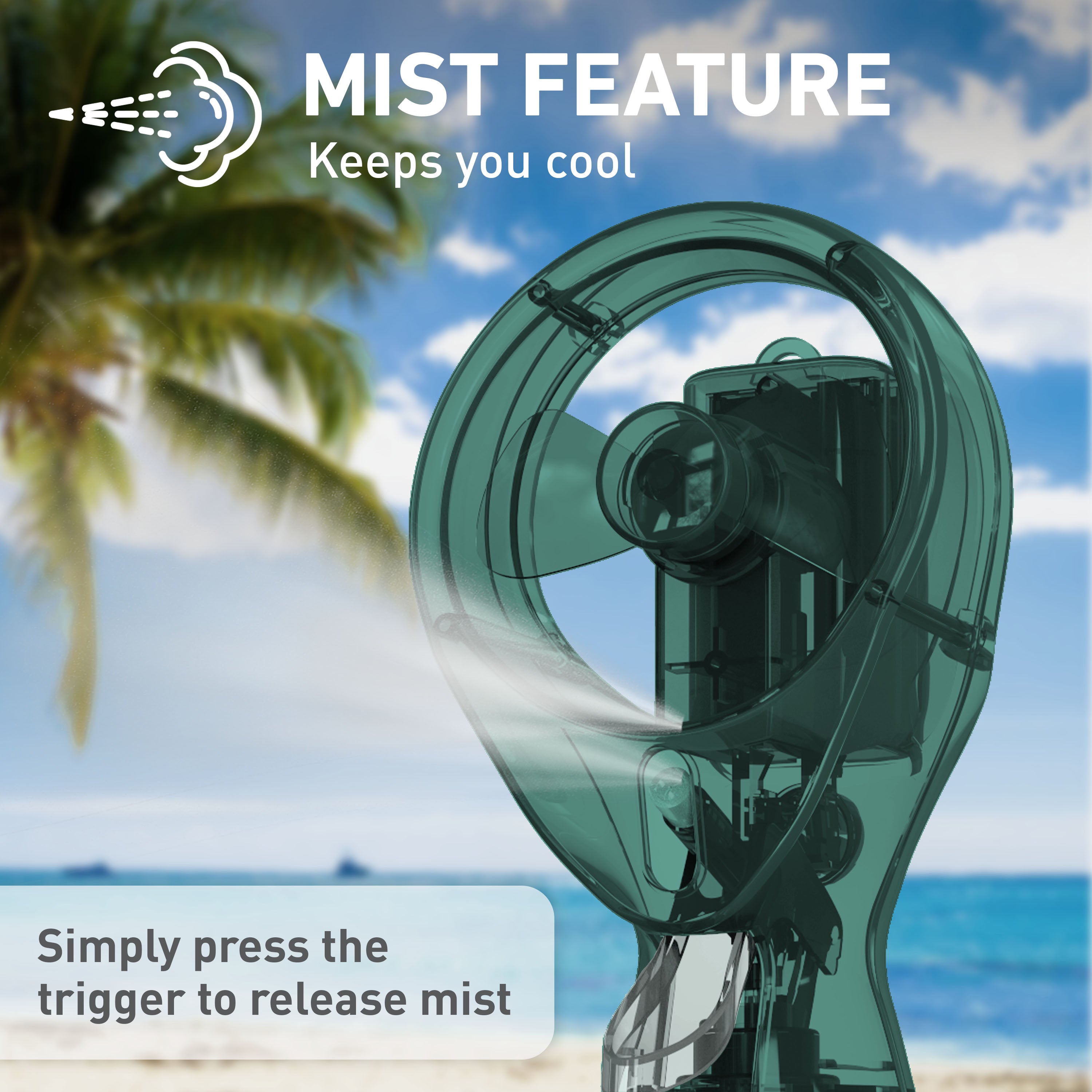Holmes CoolBreeze Handheld Misting Fan – Fine Mist, 11 oz Capacity, Portable, Lightweight, 1-Speed