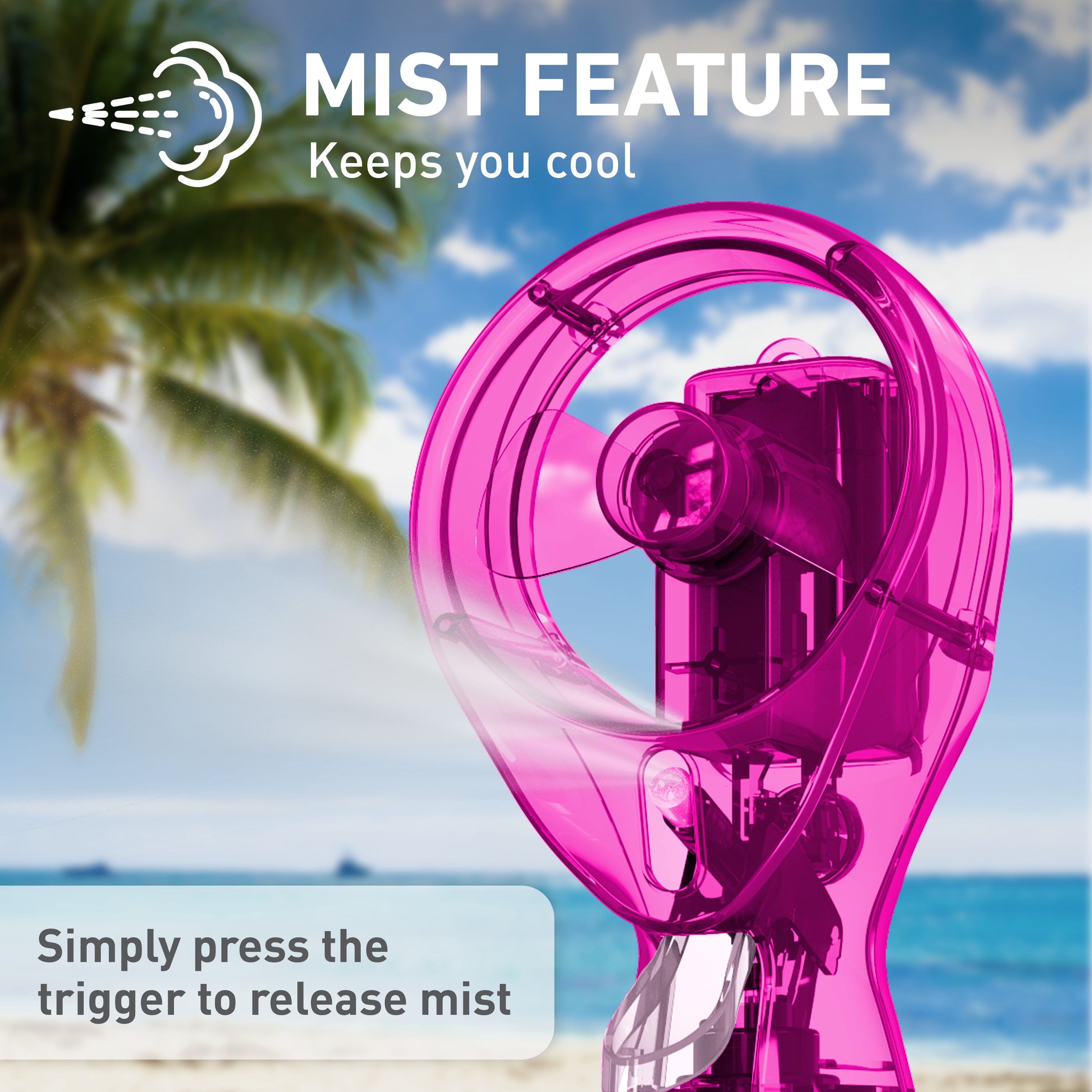 Holmes CoolBreeze Handheld Misting Fan – Fine Mist, 11 oz Capacity, Portable, Lightweight, 1-Speed