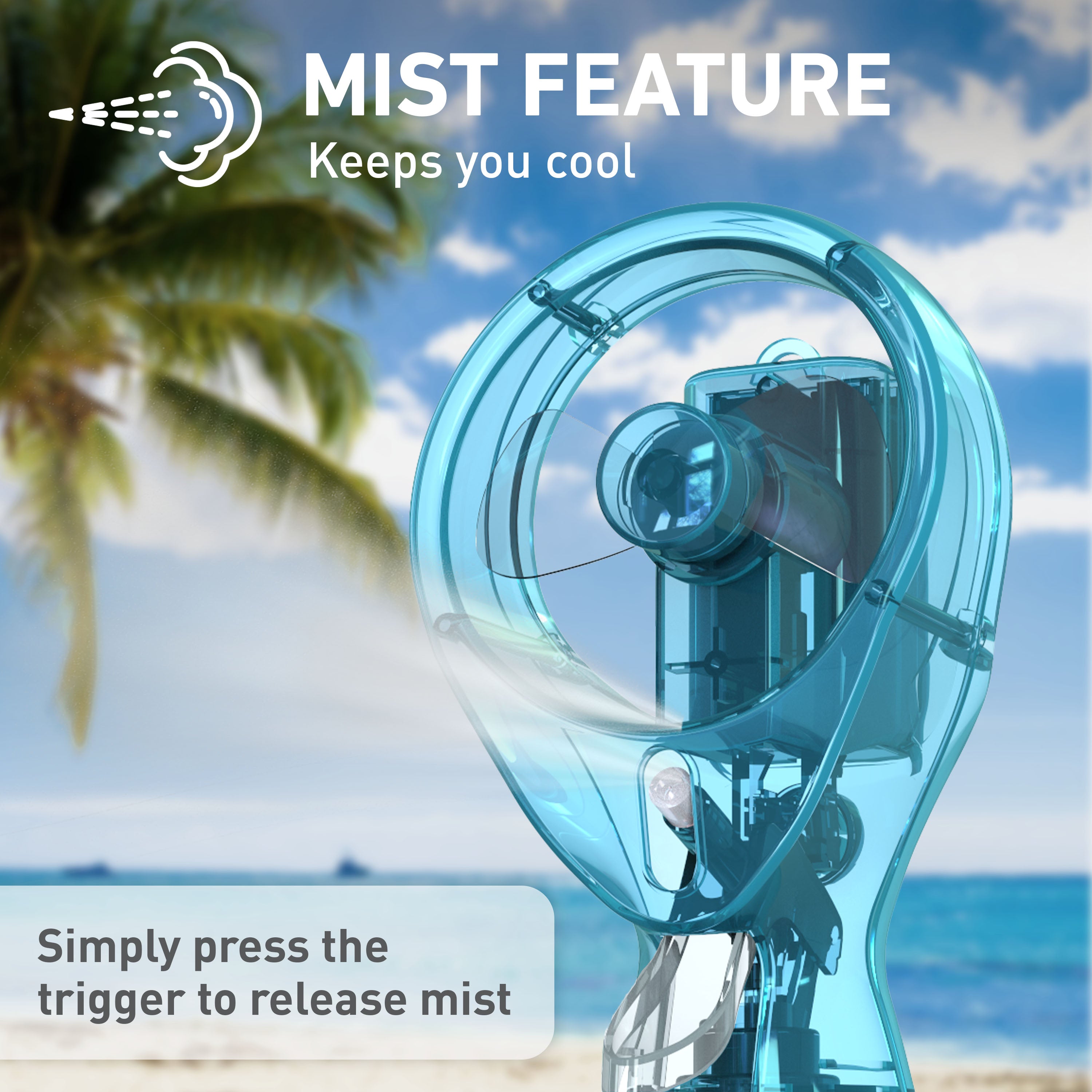 Holmes CoolBreeze Handheld Misting Fan – Fine Mist, 11 oz Capacity, Portable, Lightweight, 1-Speed
