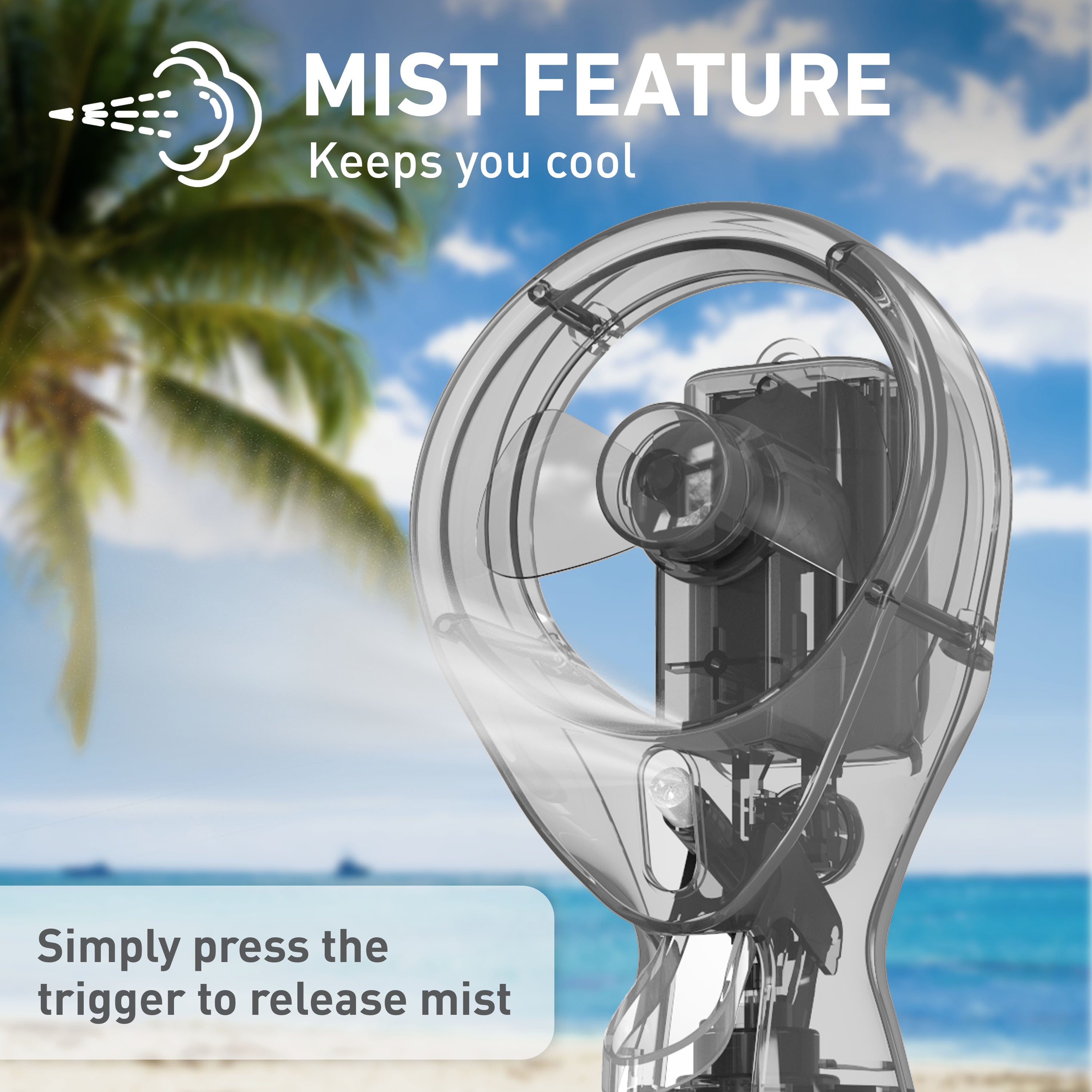 Holmes CoolBreeze Handheld Misting Fan – Fine Mist, 11 oz Capacity, Portable, Lightweight, 1-Speed