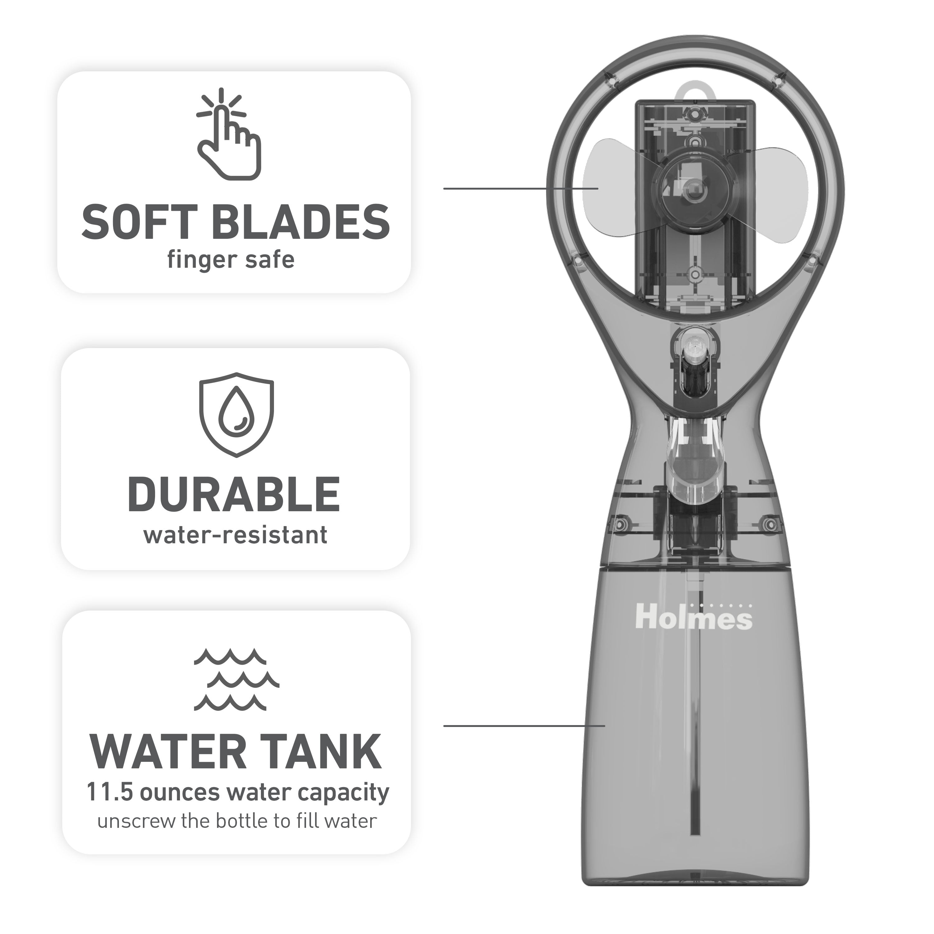Holmes CoolBreeze Handheld Misting Fan – Fine Mist, 11 oz Capacity, Portable, Lightweight, 1-Speed