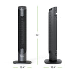 Holmes 36" CleanBreeze Oscillating Digital Tower Fan, Removable Blade, 6 Speeds, Remote Control, Black