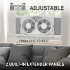 Holmes 9” Window Fan – CleanBreeze, 3 Speeds, Reversible Twin Blades, Remote, Adjustable Panels, White
